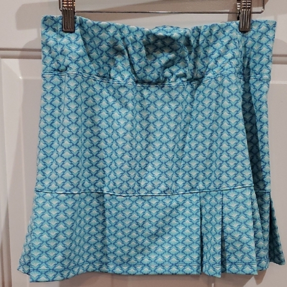 Sigrid Olsen Pants - Sigrid Olsen Golf & TENNIS Aqua Geometric Patterned Pleated Skort Pickleball
